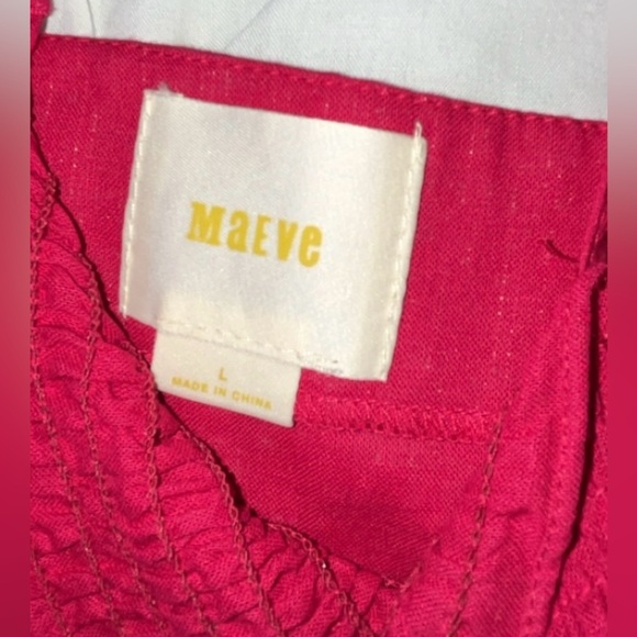 Maeve by Anthropologie Raspberry Pink Smocked Peplum Tank Top Blouse SIZE LARGE - Picture 7 of 8